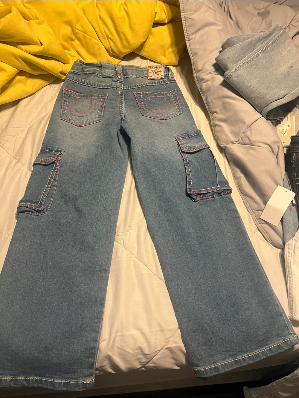 True Religion Light Blue Jeans with Pink Stitching